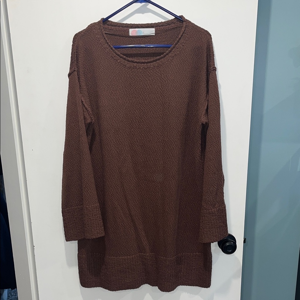Free People Rustic Brown Knit Tunic